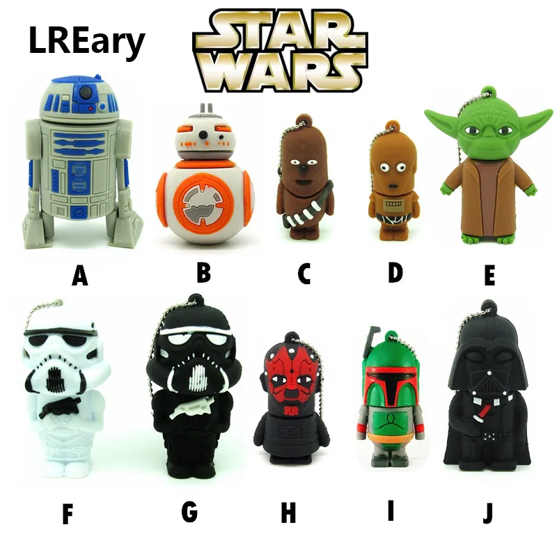 Звездные войны R2D2 BB8 Robot Pen Drive 4 ГБ 8 16 32 Yoda Chewbacca Pendrive Flash Disk Darth Vader USB брелок|flash drive
