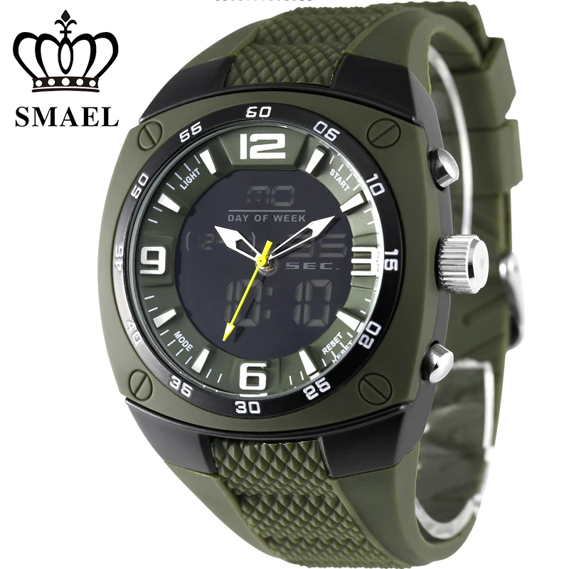 

2018 SMAEL Military Army Watches montre homme Men Big Dial Waterproof Sport Watches Led Digital Analog Display Men Wristwatch