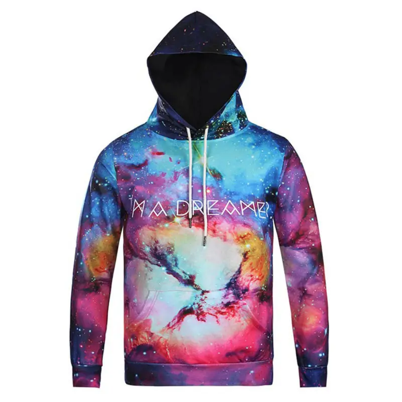 Nice Space Galaxy Hoodies With Cap Couple 3D Sweatshirt Print I'M A