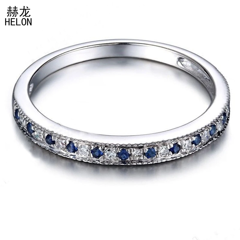 Стерлинговое Серебро 925 Pave 0.2CT натуральные бриллианты& сапфиры обручальные свадебные женские модные ювелирные изделия кольцо