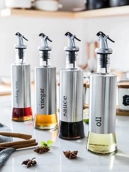 

Oil pot glass bottle leakproof seasoning bottle stainless steel oil tank vinegar pot household soy sauce bottle