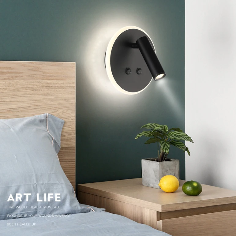 

LED Modern Iron Acryl Black White Round Rectangle 10w 14w with Switch Wall lamp Wall Light Wall Sconce For Bedroom