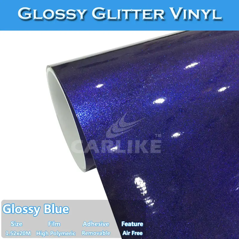 CARLIKE Newest Glossy Glitter Diamond Blue Car Wrap Vinyl Roll Wholesalecar wrap vinylwrap