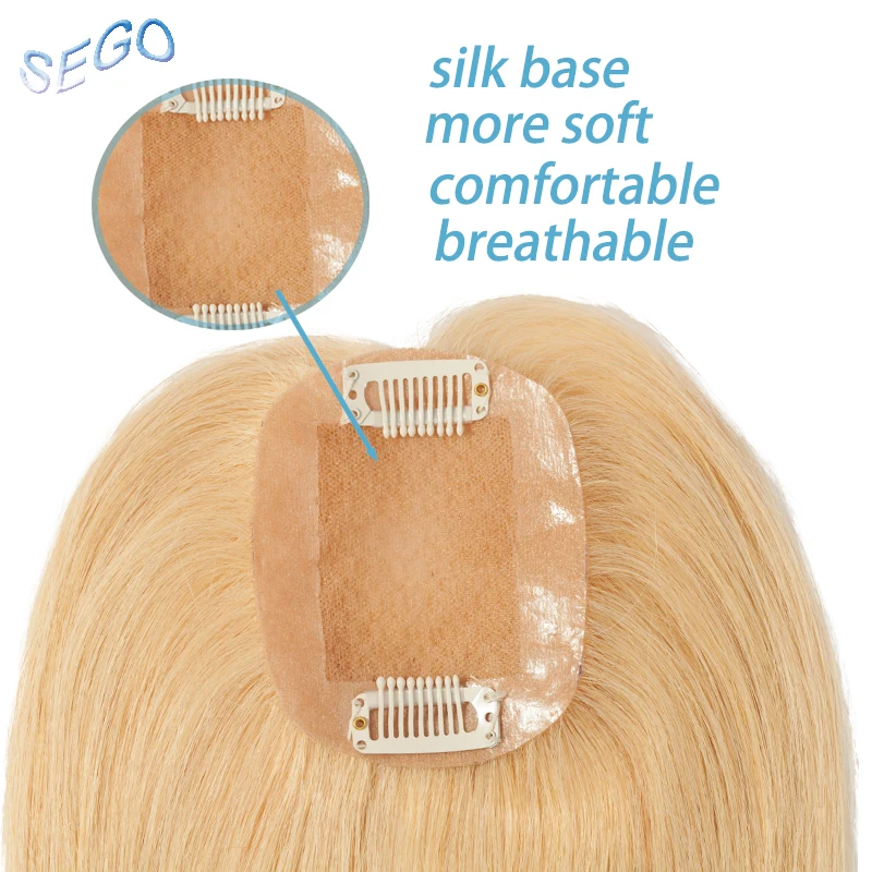 SEGO 10Inch 6*9cm Straight Pure Color Hair Topper Toupee For Women Double Knots Hair Pieces Non-remy Hair Indian Hair110%density