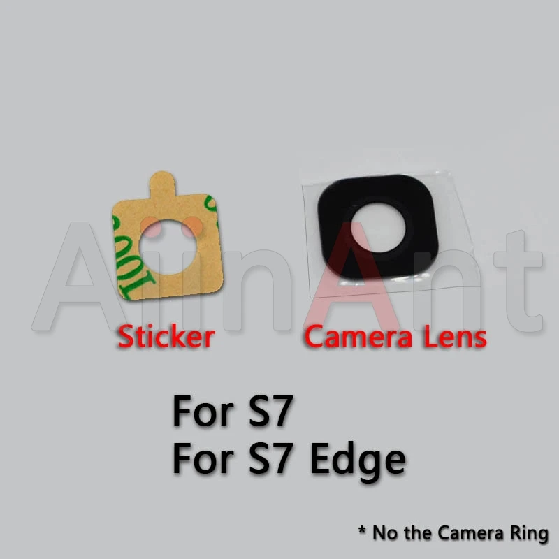 Оригинальная задняя камера со стеклянным кольцом для объектива для samsung Galaxy S7 Edge объектив для камеры со вспышкой светильник Замена наклейки - Цвет: Lens
