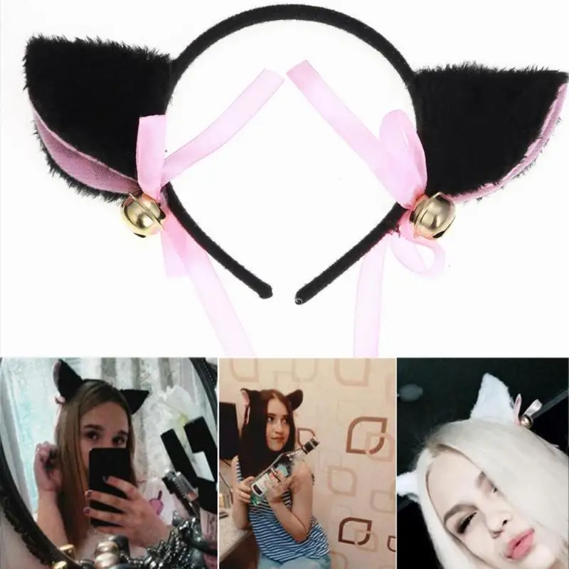 

Fashion Night Party Club Bar Wearing Decorate Headbands Cat Fox Fur Ear Pattern Hair Clip Bell Cat Ear Hair Clips for women