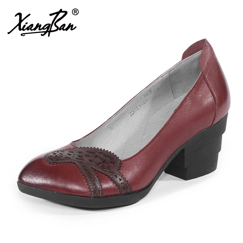 

Xiangban Women High Heel Shoes Pointed Toe Shoes Genuine Leather Pumps 2019 Spring Summer