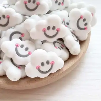 

5Pcs Cute Smile Cloud Mini Teething Beads DIY Baby Boy Girl Nursing Chew Necklace Bracelet Teether Toy