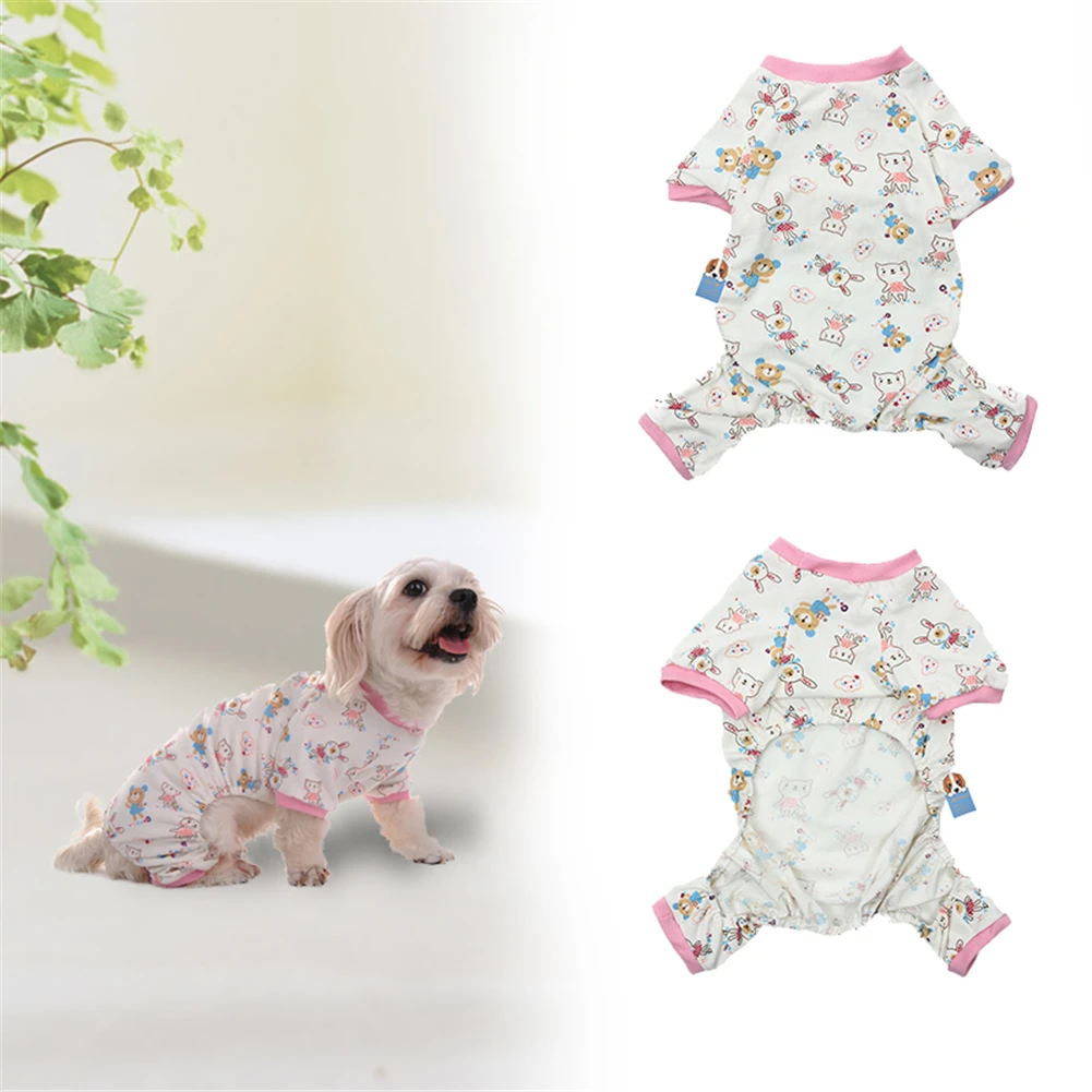 Розовый обрезанный Досуг для домашних животных собак Одежда многофункциональная Домашняя одежда пижамы комбинезон с милыми рисунками кошек Одежда для собак XS/S/M/L