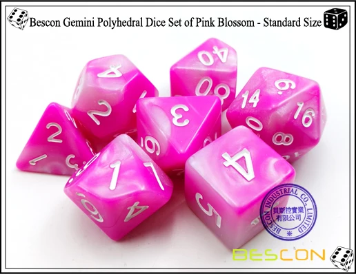 Bescon Gemini Polyhedral Dice Set of Pink Blossom-3