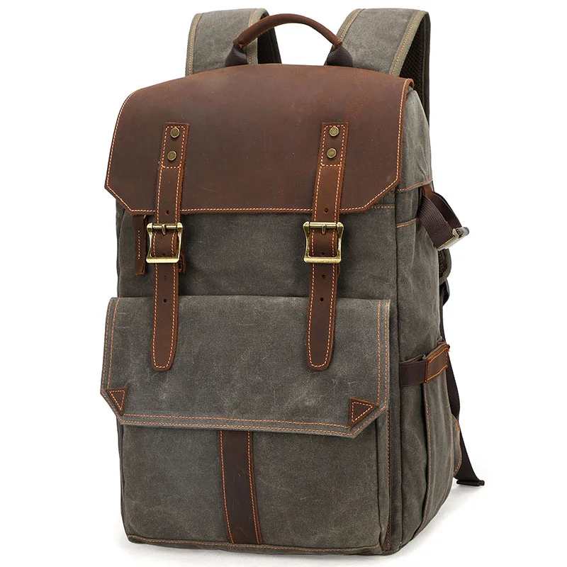 Outdoor Waterdichte Fotografie DSLR Camera Rugzak Wax Dye Canvas Video Digitale Photo Bag Case Nieuwe Outdoor Waterdichte Fotografie DSLR Camera Rugzak Wax Dye Canvas Video Digitale Photo Bag Case Nieuwe