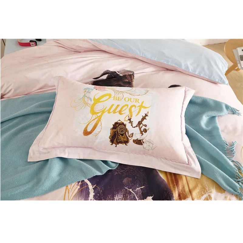 ديزني الجمال والوحش الكرتون 3D المطبوعة طقم سرير للبنات ديكور غرفة نوم غطاء لحاف من القطن مجموعة واحدة التوأم الوردي ديزني الجمال والوحش الكرتون 3D المطبوعة طقم سرير للبنات ديكور غرفة نوم غطاء لحاف من القطن مجموعة واحدة التوأم الوردي
