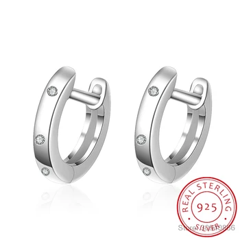 

Real 925 Sterling Silver Circle Hoop Earrings Fashion Jewelries for Women Female High Quality