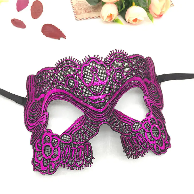 Фиксированная форма, Дамская Сексуальная Маскарадная маска из кружева для карнавала, Хэллоуина, выпускного вечера, Вечерние Маски, фиолетовые, горячее тиснение#35 - Цвет: PM010TZ