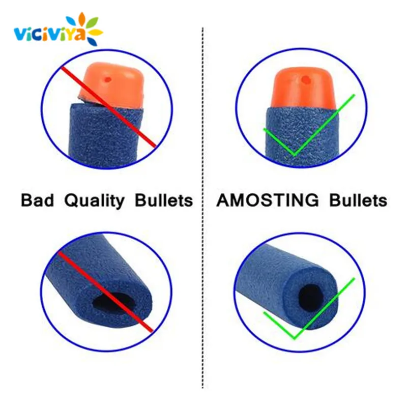 VICIVIYA 100Pcs for Nerf Soft Toy Gun Bullets Round Head Air Hole Foam Darts Bullet 7.2cm for N-strike Elite Series Blasters VICIVIYA 100Pcs for Nerf Soft Toy Gun Bullets Round Head Air Hole Foam Darts Bullet 7.2cm for N-strike Elite Series Blasters
