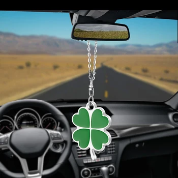 Lucky Four Leaf Clover Car Pendant Automobile Decoration Charm Auto Interior Rear View Mirror Hanging Ornaments Styling gifts