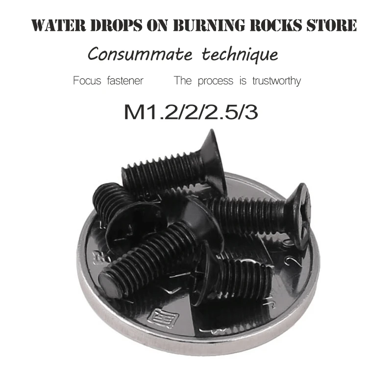 

Free shipping carbon steel countersunk head M1.6 M2 M2.5 M3 screws bolts black flat head screws Hex socket screws