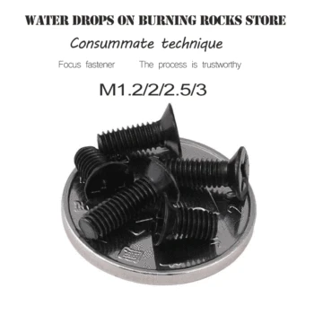 

Free shipping carbon steel countersunk head M1.6 M2 M2.5 M3 screws bolts black flat head screws Hex socket screws