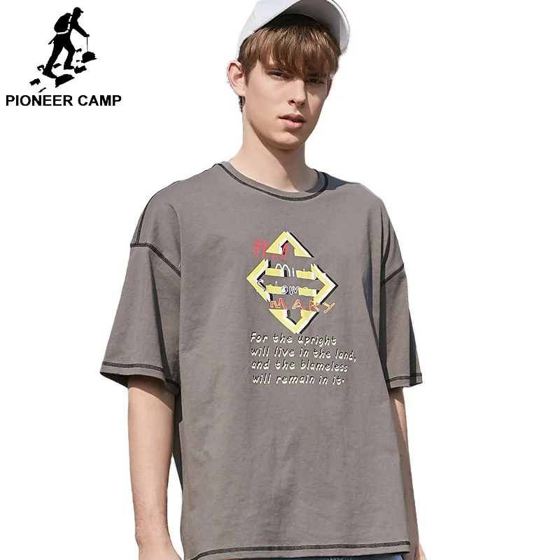 

Pioneer Camp Geometry Triangle T Shirts Men's Hip Hop Printed Casual Cotton Streetwear Tops Tees loose ADT901147