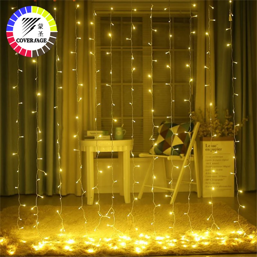 Coversage Fairy Light 6X3M Curtain Lights Christmas Garlands LED String Christmas Net Light Fairy Xmas Wedding Decoration