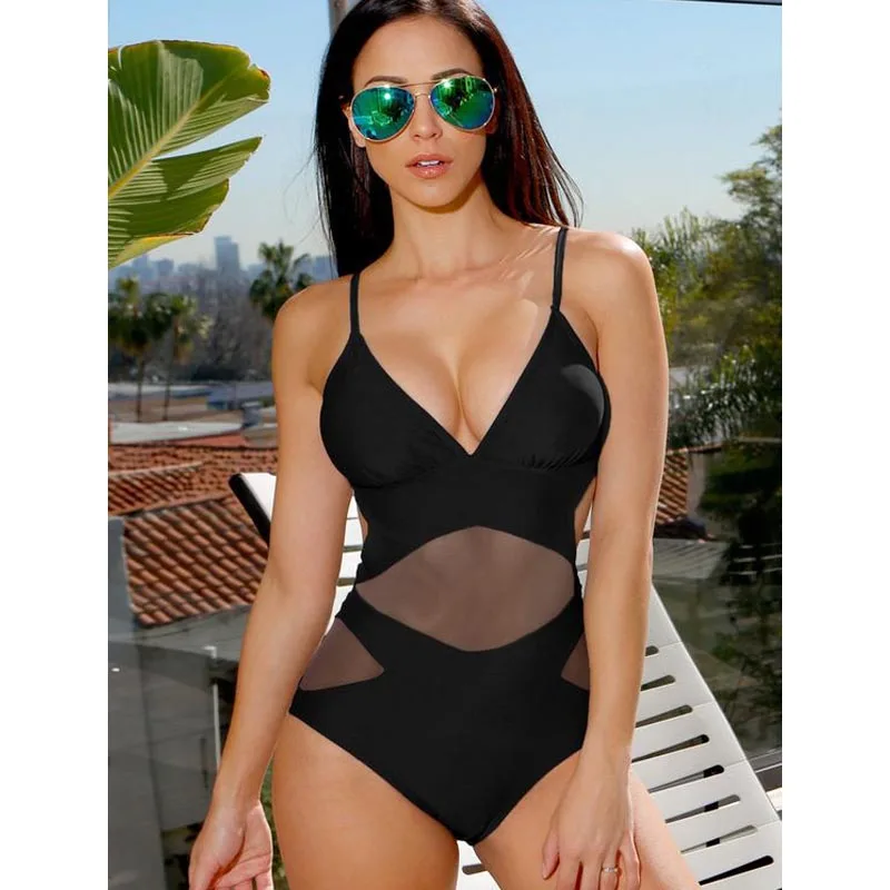 Black Trikini 2019 Sexy Monokini Mesh Swimwear Women High Waist Swimsuit Femle Bathing Brazilian Maillot De Bain _ AliExpress Mobile