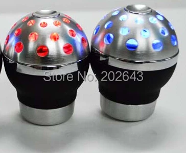 

led shift gear knob with pvc+leather manual trasmission red/blue led leather gear shift knob shift boot for car styling parking