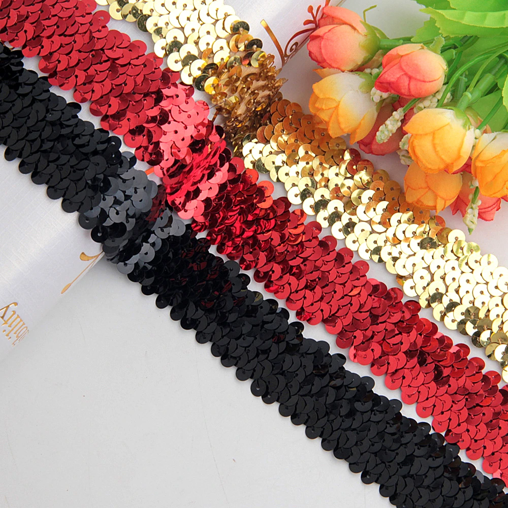 

Lace 30mm Width Spangle Fabric Shiny Sequin Ribbon for Latin Dance Dress Sewing Lace Trim Decoration DIY Accessory 1yard