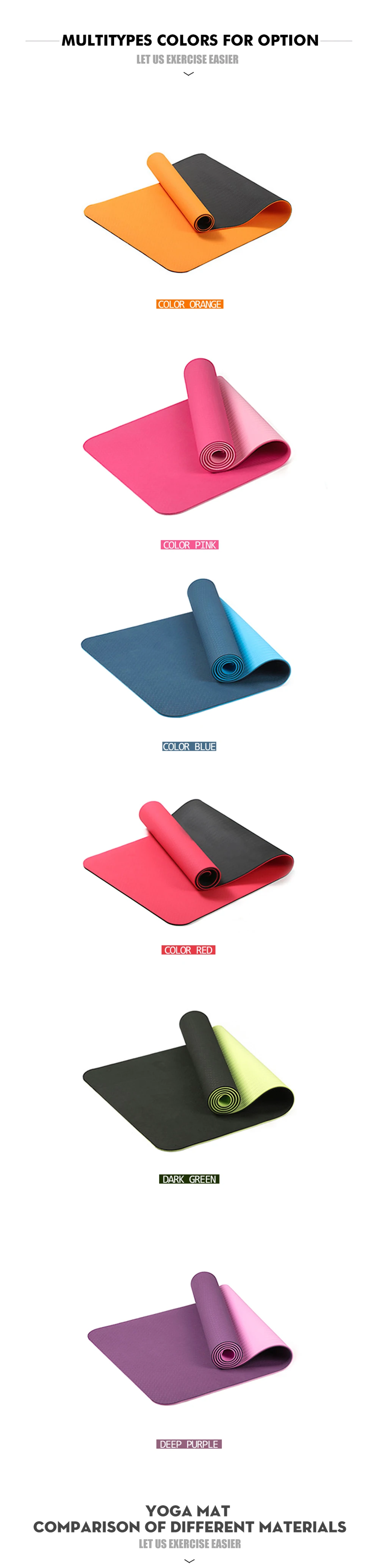 Tpe Yoga Mat 6mm 8mm For Yoga Non Slip Tasteless Fitness Mat Gym
