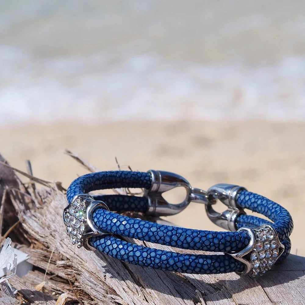 Premium Custom Blue Stingray HD Double Strap Bracelets Original
