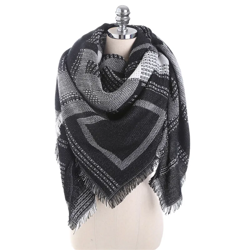 Cena Zimowy luksusowy szalik markowy kobiety Cashmere Square szale i okłady koc moda szaliki Plaid Foulard Dropshipping 140*140cm