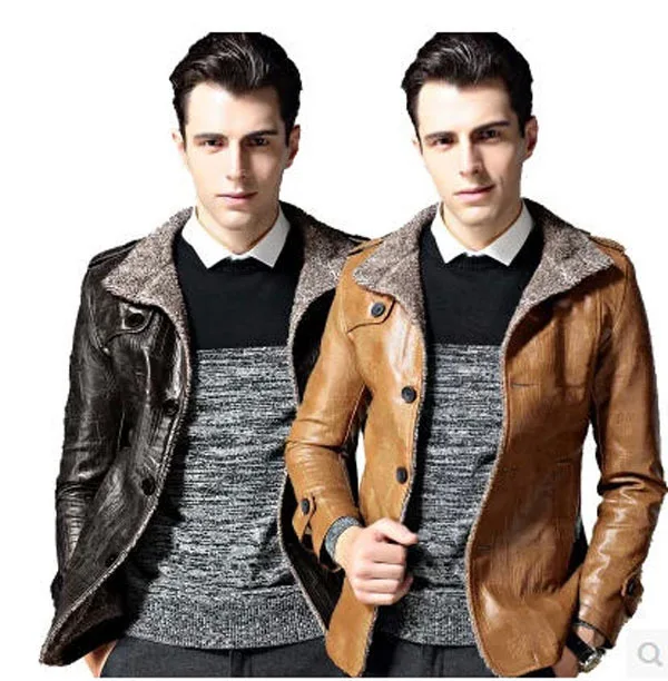 Short Slim Winter font b Men S b font Leather font b Jacket b font Plus
