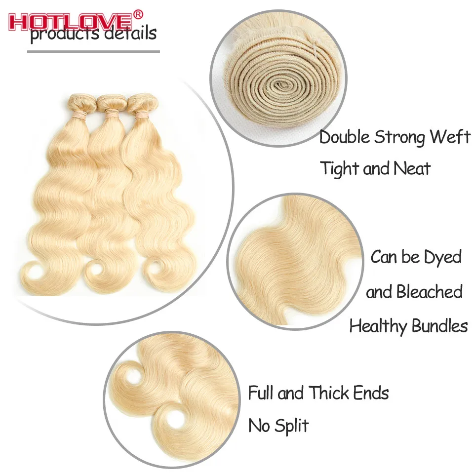 613 Blonde Bundles With Frontal Brazilian Body Wave Bundle With Frontal Remy Blonde Human Hair Lace Frontal Closure With Bundle