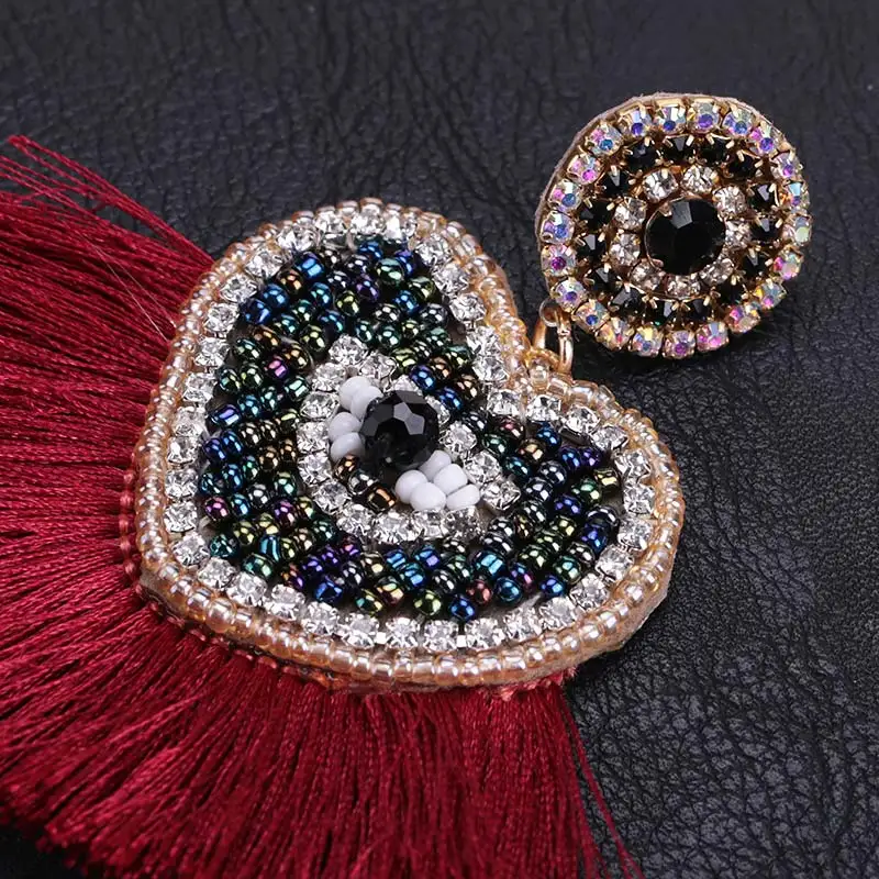 Sehuoran Bohemian Heart Oorbellen Glass Beads Handmade Pendientes Crystal Drop Earrings For Women Statement Earrings gifts (8)