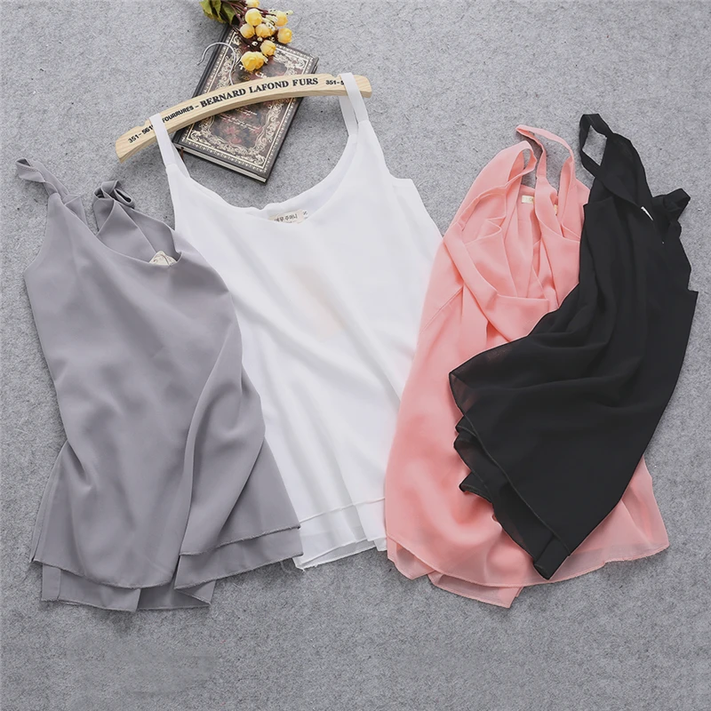 THINKTHENDO Elegant Women Plain Baggy Sling Camisole V-neck Vest Slim Tank Tops