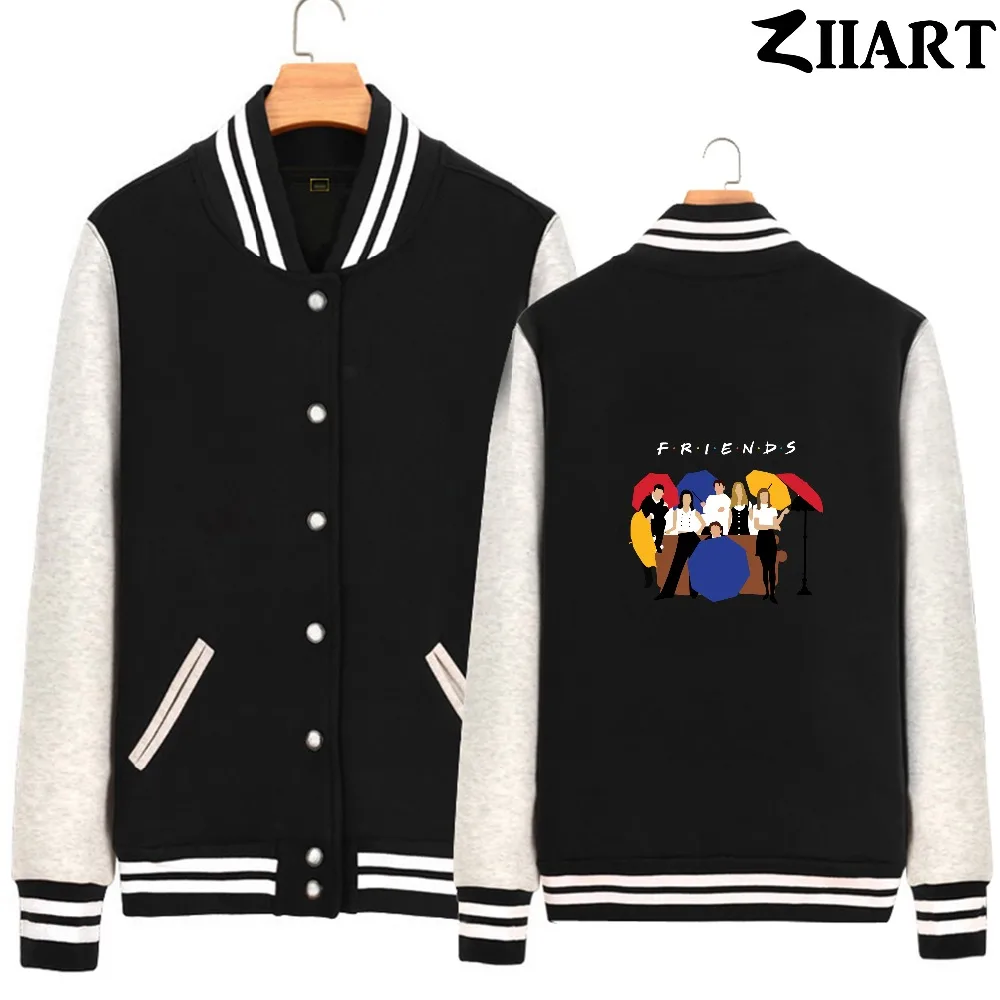 

Ross Rachel Monica Joey Chandler Phoebe friends Couple Clothes Girls Woman Full Zip Autumn Winter Fleece Baseball jackets ZIIART