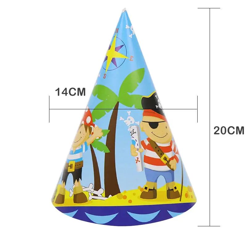 6 шт./компл. маленького пирата тема бумажная шапка Корона для малыша свечи "Happy Birthday" для торта с мультяшным рисунком вечерние украшения шляпа товары для праздника
