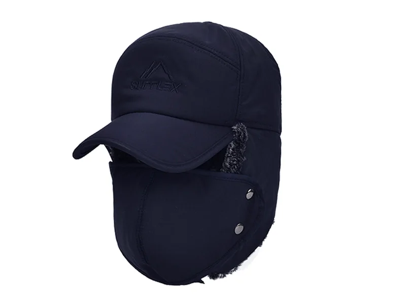 AETRUE Winter Hat Men Bomber Hats For Men Women Thick Balaclava Cotton Fur Earflap Warm Caps Skull Mask Male Winter Bomber Hat -