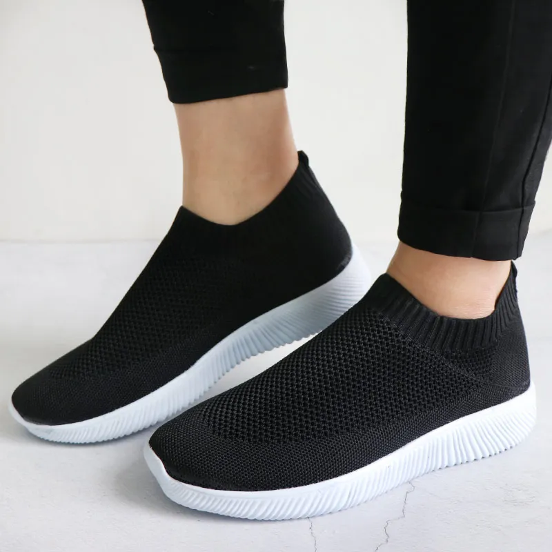 

Fashion White Sneakers Women Vulcanized Shoes Women Casual Shoes Trainers Ladies Socks Shoes Air Mesh Slip on Basket Femme