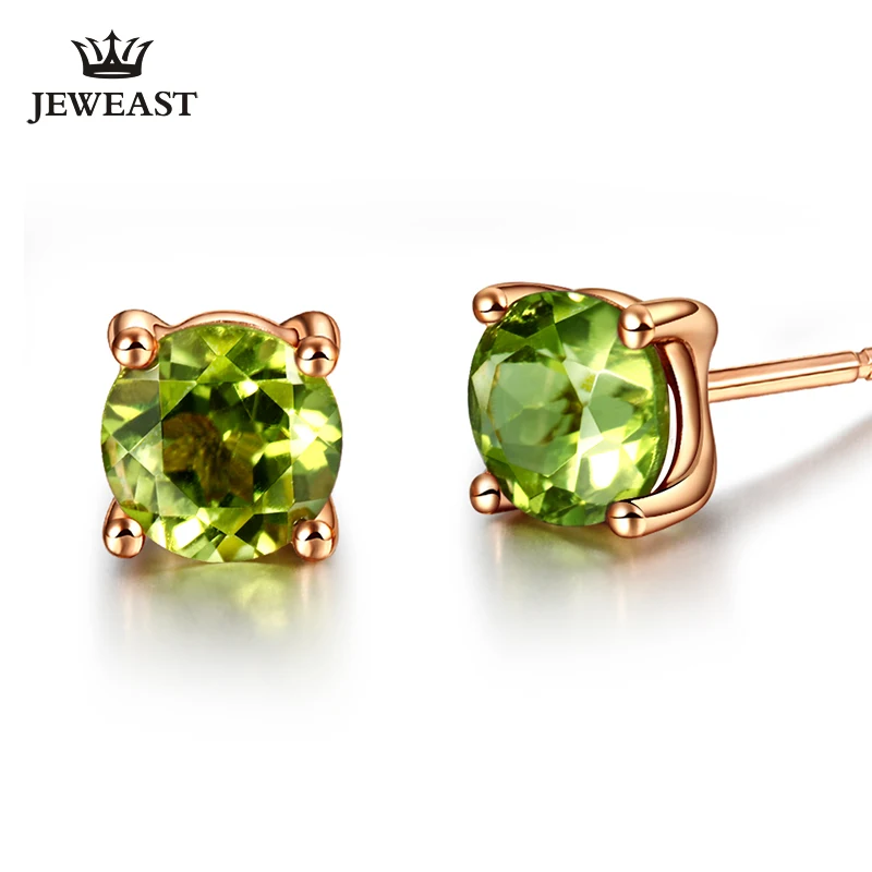 

Natural olivine 18K Pure Gold Earring Real AU 750 Solid Gold Earrings Diamond Trendy Fine Jewelry Hot Sell New 2019