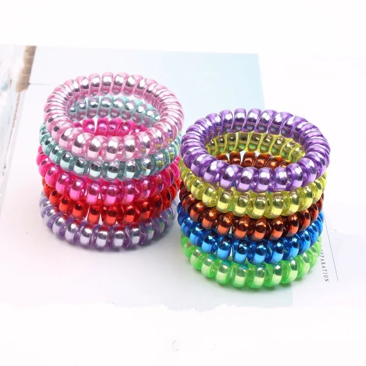 

5pc Telephone Line Gum Cord Elastic Ponytail Holders Hairband Headband Ring Rope Scrunchy Gum For Hair Styling Lots