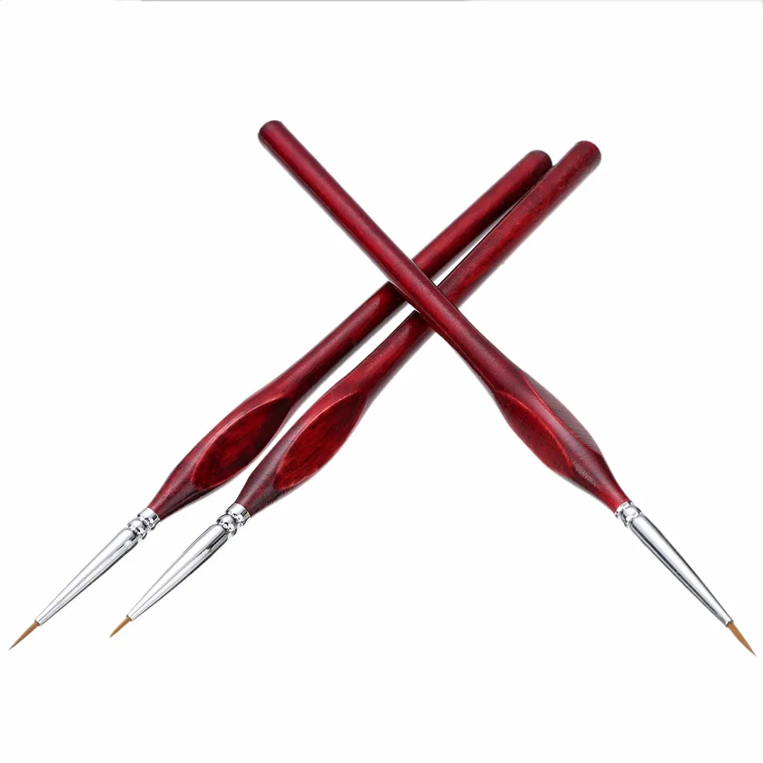 3pcs 0/00/000 Sable Hair Paint Brush 7.3 inches Miniature Detail Fine liner Nail Art Drawing Brushes Painting Supplies