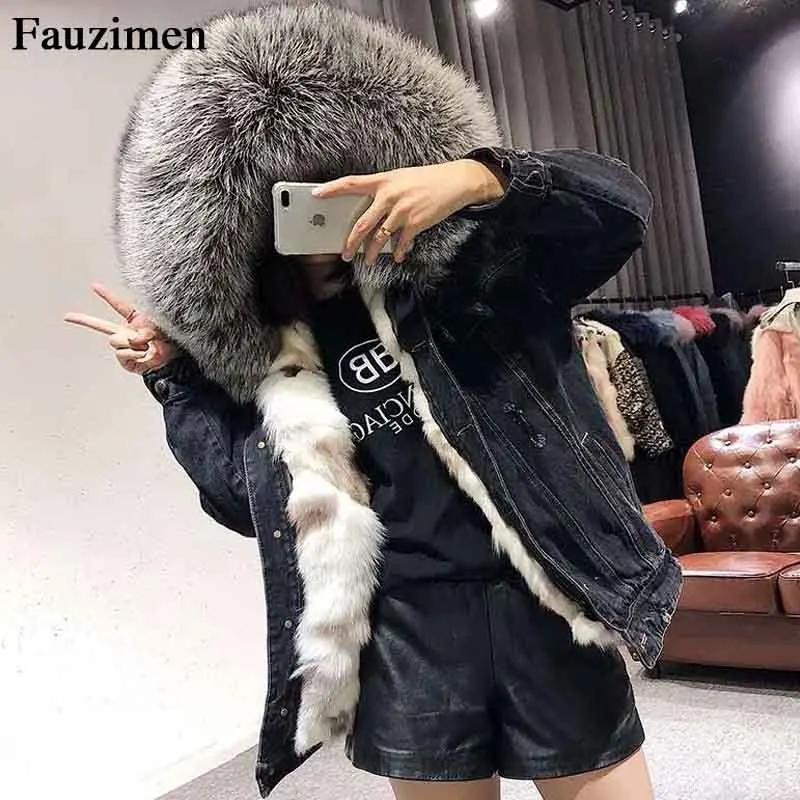 2018 Royal bleu Vêtements marine bleu Furcollar Renard Black Dames Parka vent Manteau blanc Coréenne Grand D'hiver À Capuchon kaki Bleu Veste Femmes Fourrure Bombardier ardoisé Coupe rose rZqFw4r