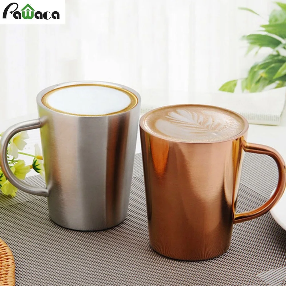 

Double Wall Stainless Steel Copper Plated Coffee Mug Nordic Style Mug Water Tea Cup Insulated Cups Drinking Accessories 400ml
