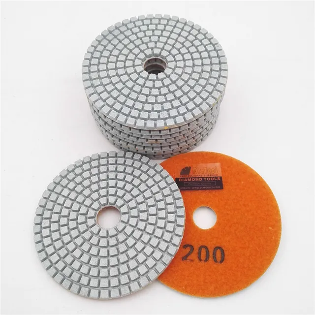 DIATOOL-Discos de lija de unión de resina blanca, almohadillas de pulido en húmedo con diamante profesional de 4 ", 10 Uds. N. ° 200 de diámetro, 100mm DIATOOL-Discos de lija de unión de resina blanca, almohadillas de pulido en húmedo con diamante profesional de 4 ", 10 Uds. N. ° 200 de diámetro, 100mm