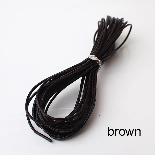 5 м/шт., диаметр 1,5 мм, черное ожерелье, браслеты, Круглый, натуральный шнурок из коровьей кожи - Цвет: brown