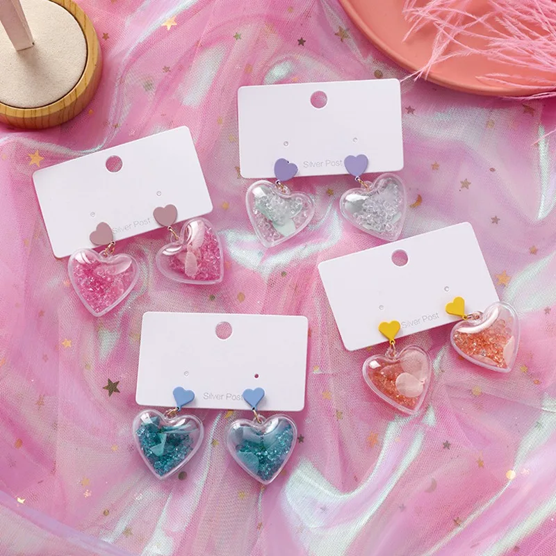 

2019 Sweet New Earrings For Women Love Heart Earrings For Women Glass Crystal Ear Jewelry Accessories para as mulheres
