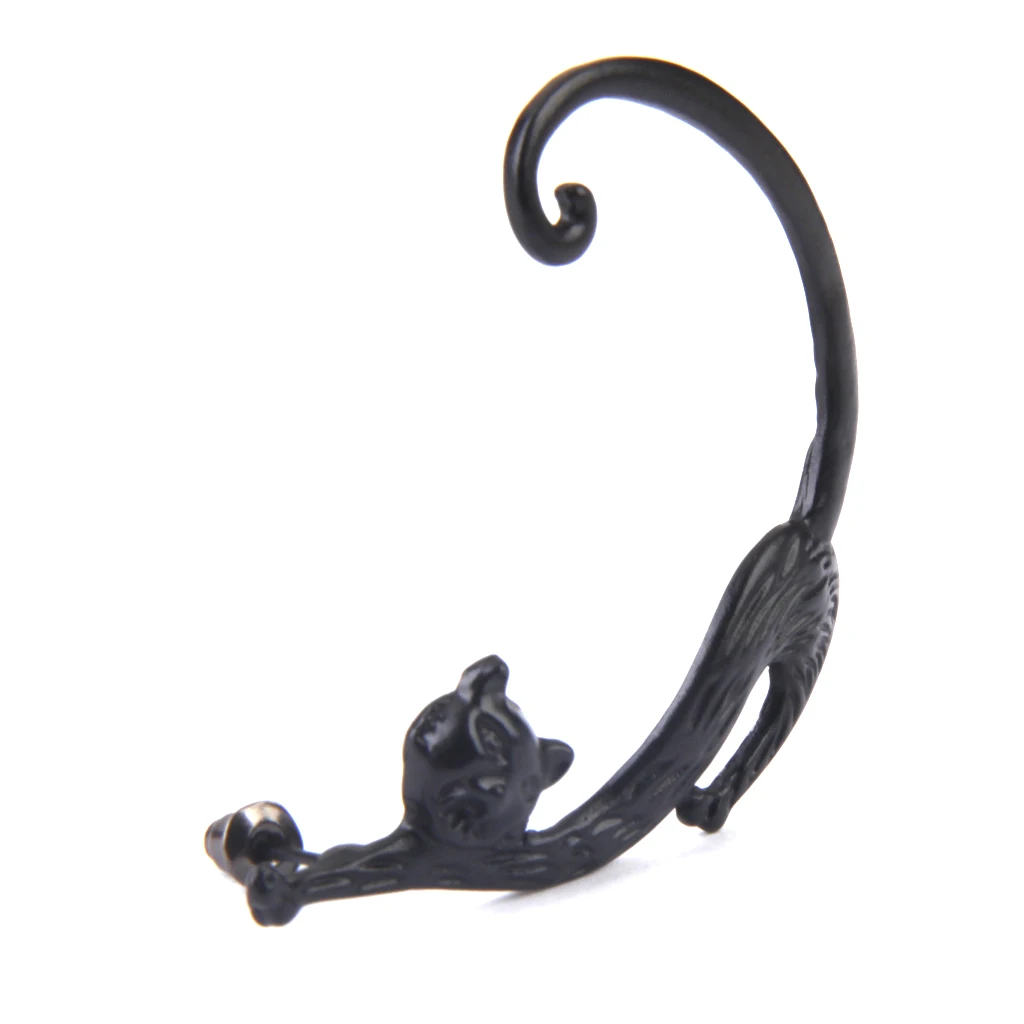Phenovo 1pc Fashion Design Punk Gothic Alloy Long Tail Cat Earring Single Charm Ear Stud for Men Women Earrings Jewelry Party