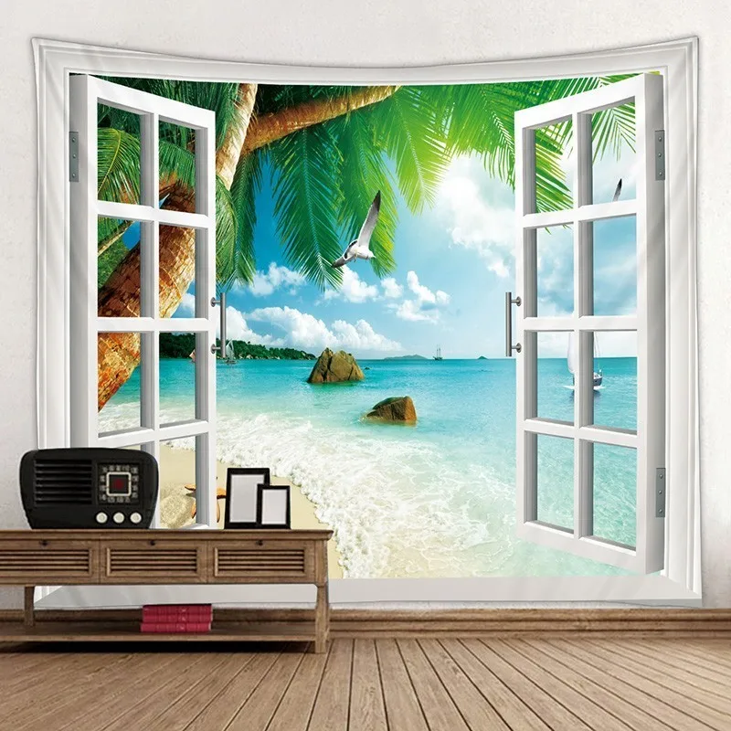 

Vacation Beach Summer Printed Wall Cloth Tapestry Polyester Hanging Wall Carpet Decorative Tablecloth Blanket Home Decor