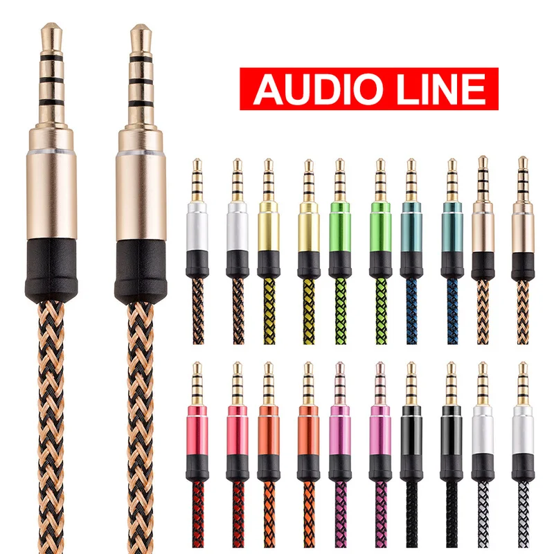 1.5m Nylon Jack Audio Cable 3.5 mm to 3.5mm Aux Cable Male to Male Kabel Gold Plug Car Aux Cord for iphone 7 Samsung for speaker 1.5m Nylon Jack Audio Cable 3.5 mm to 3.5mm Aux Cable Male to Male Kabel Gold Plug Car Aux Cord for iphone 7 Samsung for speaker