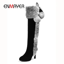ENMAYER Boots women round toe fur over the knee high heel boots women zipper boots thin heel boots Size 34-40 ZYL956 ENMAYER Boots women round toe fur over the knee high heel boots women zipper boots thin heel boots Size 34-40 ZYL956